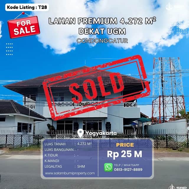 SHMP 4272m² Tanah Premium Strategis Dekat UGM - Jl. Kaliurang Km 5,7, Kentungan, Condongcatur, Jogja