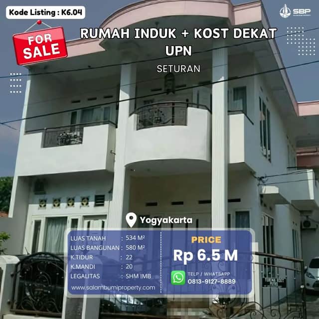 Rumah Induk + Kost Exclusive 16 Kamar Strategis Dekat UPN, Seturan