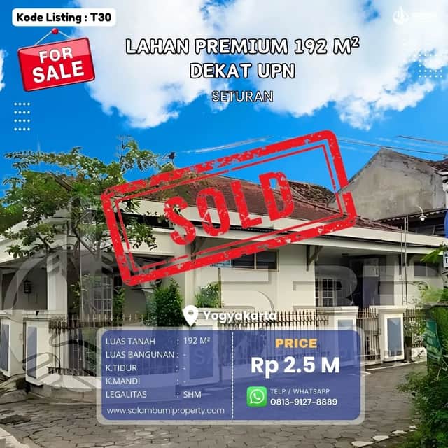 Rumah Hitung Tanah Seturan dkt UPN, Posisi Hoek 2 Muka, Cocok untuk Kost Eksklusif