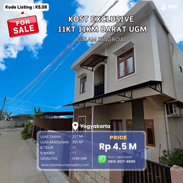 Kost Exclusive 11kt + Homestay Strategis Dekat UGM