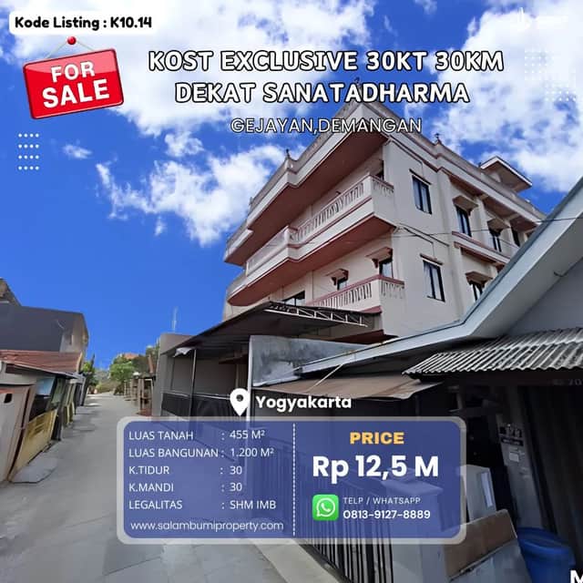 Kost Eksklusif Dijual Dekat UGM & UNY — Lokasi Premium di Gejayan