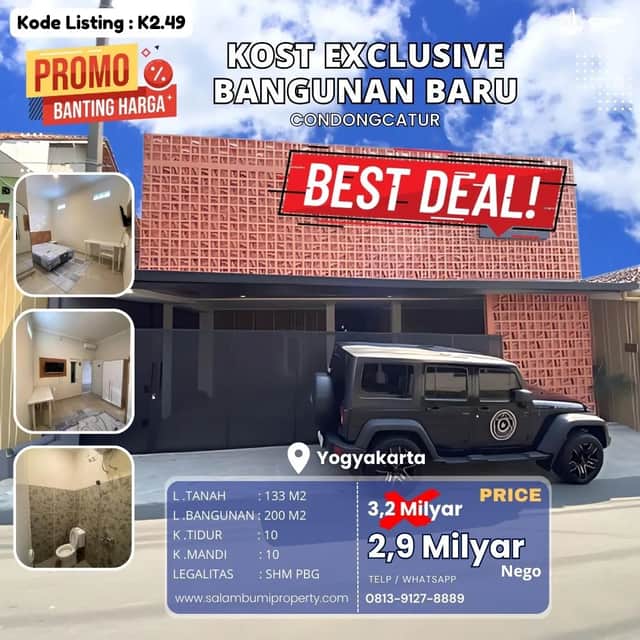 Kost Eksklusif 10KT dengan Potensi Investasi Tinggi di Condongcatur!