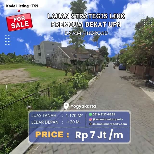 Tanah Premium Luas 1.170 m² di Seturan Dekat UPN - Investasi Ideal untuk Kost Eksklusif