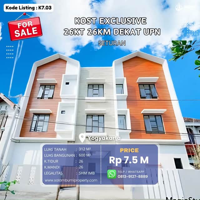 Kost Exclusive Bangunan Baru 26kt Fully Furnished dekat UPN Seturan