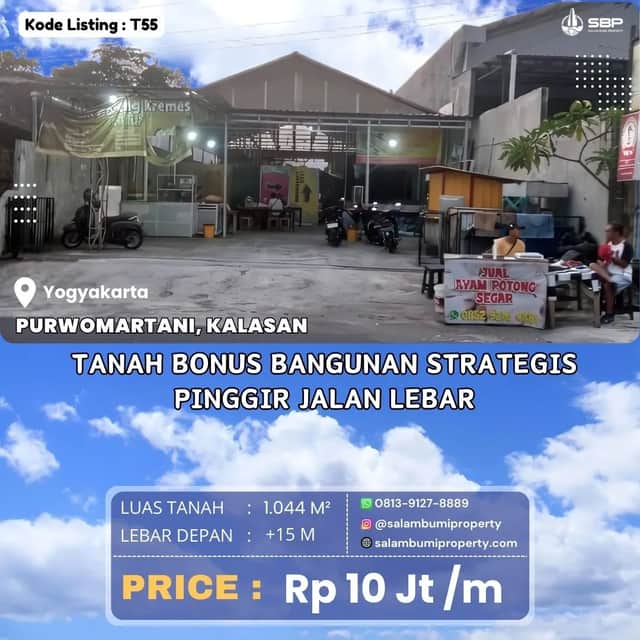 Tanah Bonus Bangunan Strategis Pinggir Jalan Lebar Purwomartani