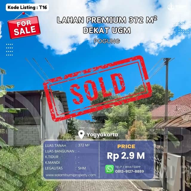 Bawah Harga Pasar SHMP 372m2 Pogung Pandega dalam Ringroad UGM, Cocok untuk Kost Eksklusif