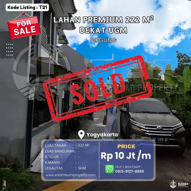 SHMP 222m² Tanah di Pogung, Cocok Kost Exclusive, Dekat UGM & Ringroad