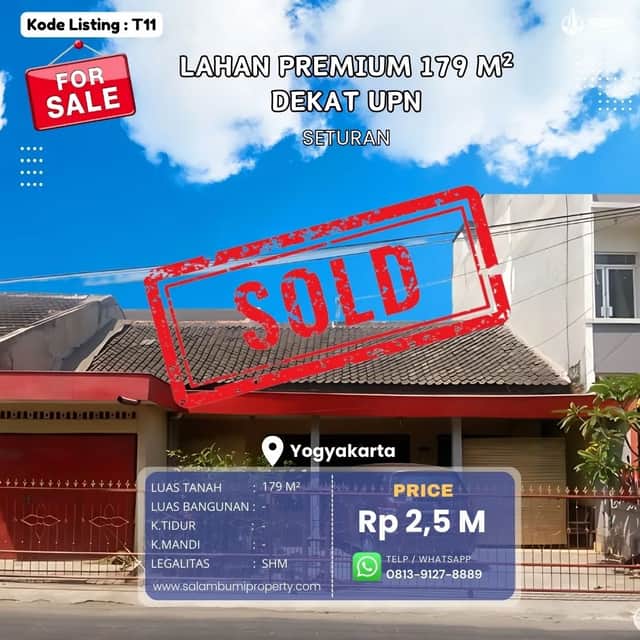Turun Harga 2,9 jadi 2,5M nego sampai Jadi, Bangunan Hitung Tanah 179m² Strategis Pinggir Jalan Seturan dekat UPN