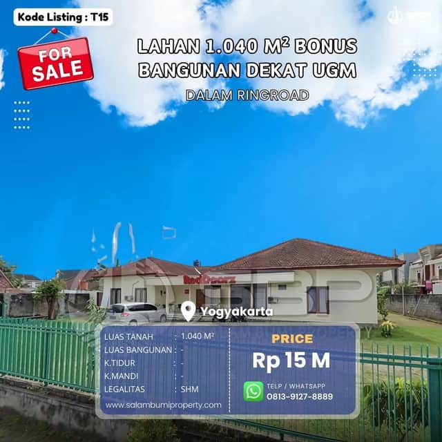 Tanah Hoek 1040 m² Bonus Bangunan Eksklusif untuk Kost di Pogung dalam Ringroad, Dekat UGM — Ideal Investasi