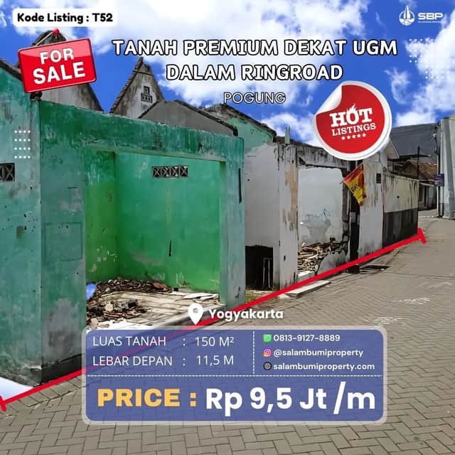 Tanah Premium 150m² di Pogung — Dekat UGM, Investasi Kost Eksklusif yang Menguntungkan!