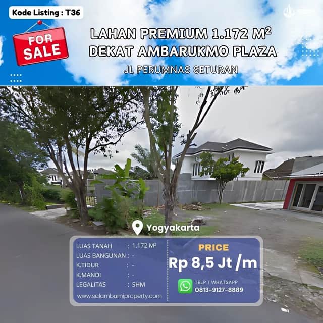 SHMP 1172m², Pinggir Jalan Perumnas Seturan, Lokasi Strategis untuk Kost Eksklusif