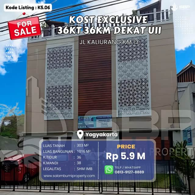 Kost Eksklusif Exclusive 36kt - 5 Menit ke UII, Jl. Kaliurang Km 13, Full Furnish
