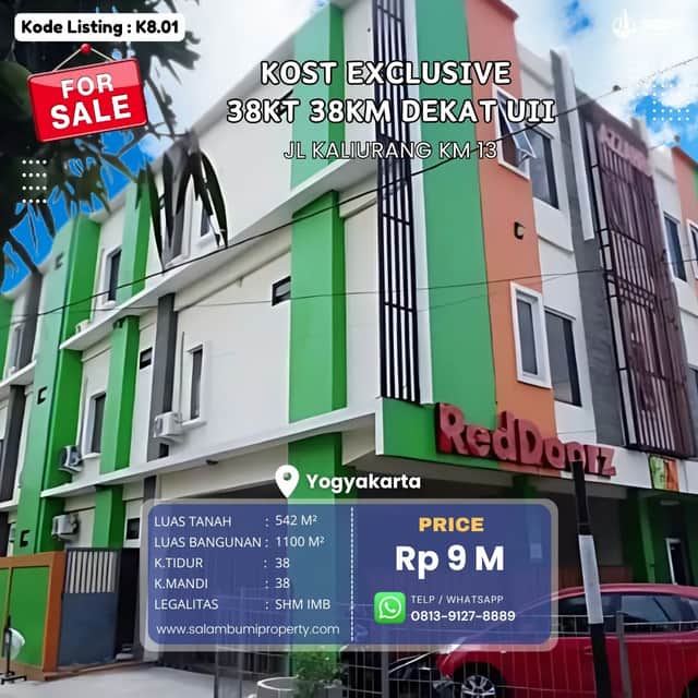 Kost Exclusive 3lt 38kt+ Ruko Jl Kaliurang km 14 dkt UII Pusat
