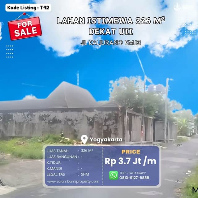 Tanah Strategis di Jl Kaliurang Km 14 Dekat UII
