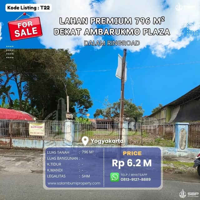 SHMP 796m² Strategis di Pinggir Jalan Aspal, Dekat Ambarukmo Plaza, UPN — Ideal untuk Investasi Kost Eksklusif