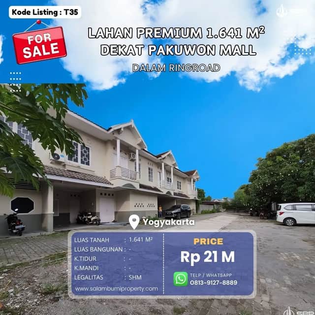 SHMP 1641m2 Bonus Bangunan+RU Caf?, Gejayan Dekat Hartono Mall, dalam Ringroad