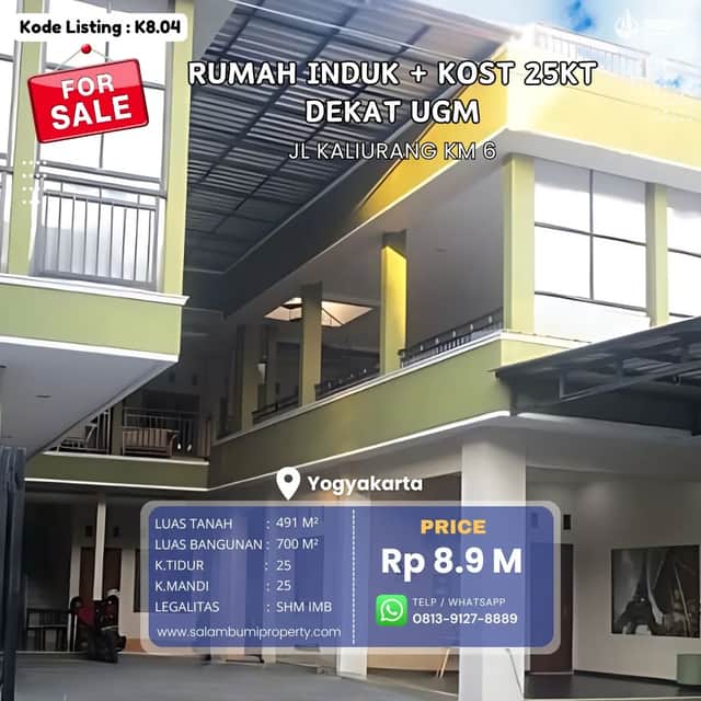 Rumah Induk 2KT + Kost Exclusive 23KT Dekat UGM Fully Furnished