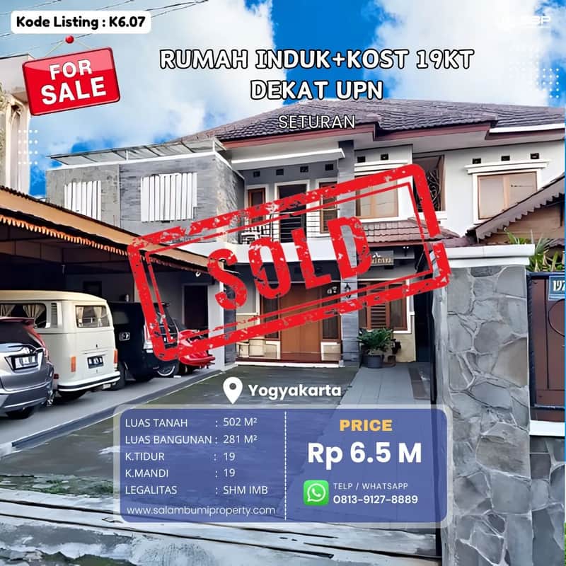 Investasi Cemerlang: Rumah Induk + 19 Kamar Kost Premium di Seturan, Dekat UPN! 1