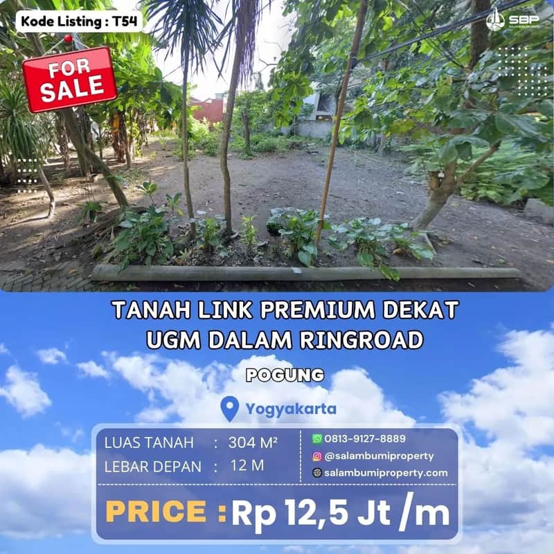 Tanah Premium 304m² di Pogung, Dekat UGM — Harga Terjangkau, Investasi Kost Eksklusif yang Menjanjikan! 1