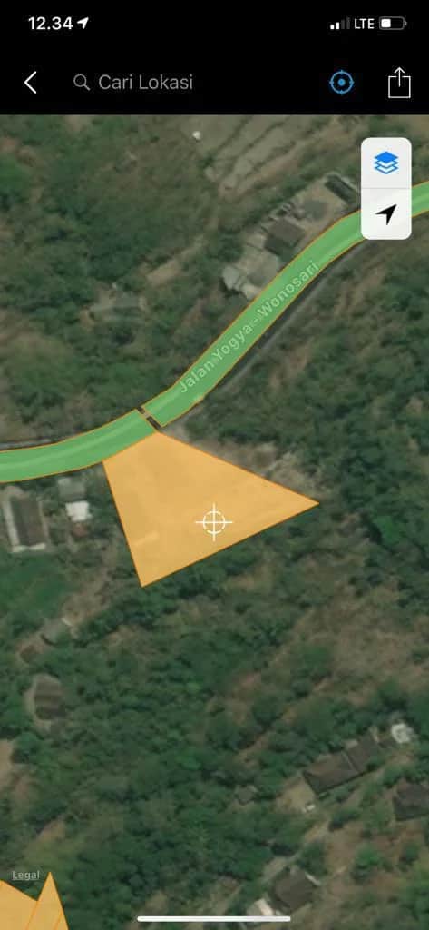 Dijual sebidang tanah pekarangan di Segitiga Emas pariwisata jogja Wonosari Gunung Kidul Dekat Heha SkyView 1