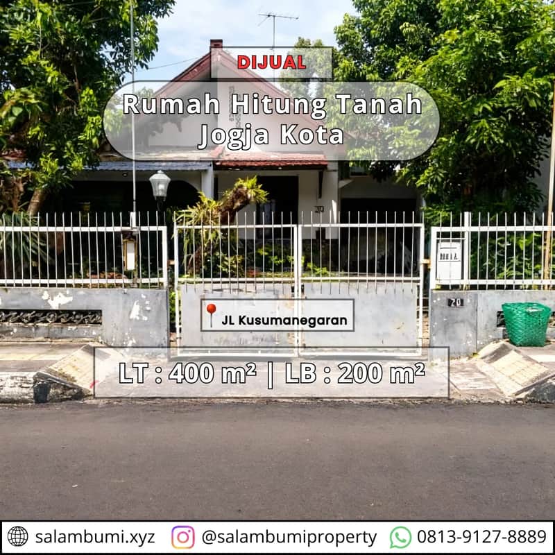 Rumah Hitung Tanah Strategis Pinggir Jl Aspal Lebar Jogja Kota Dekat Balai Kota Jogja 1