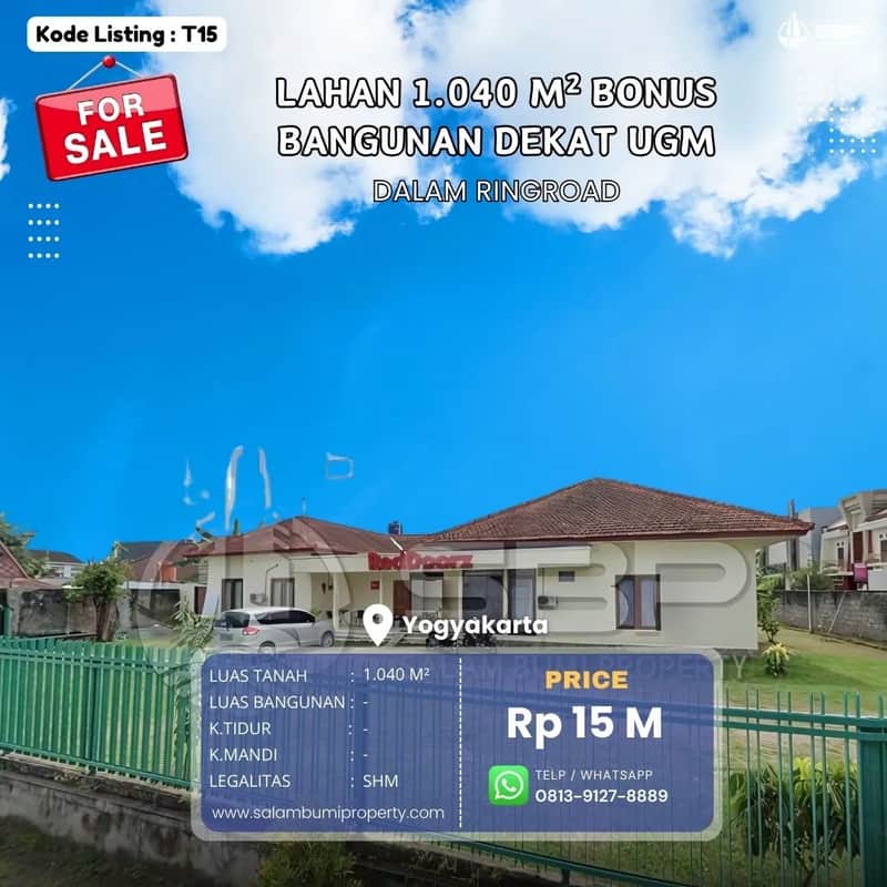 Tanah Hoek 1040 m² Bonus Bangunan Eksklusif untuk Kost di Pogung dalam Ringroad, Dekat UGM — Ideal Investasi 1