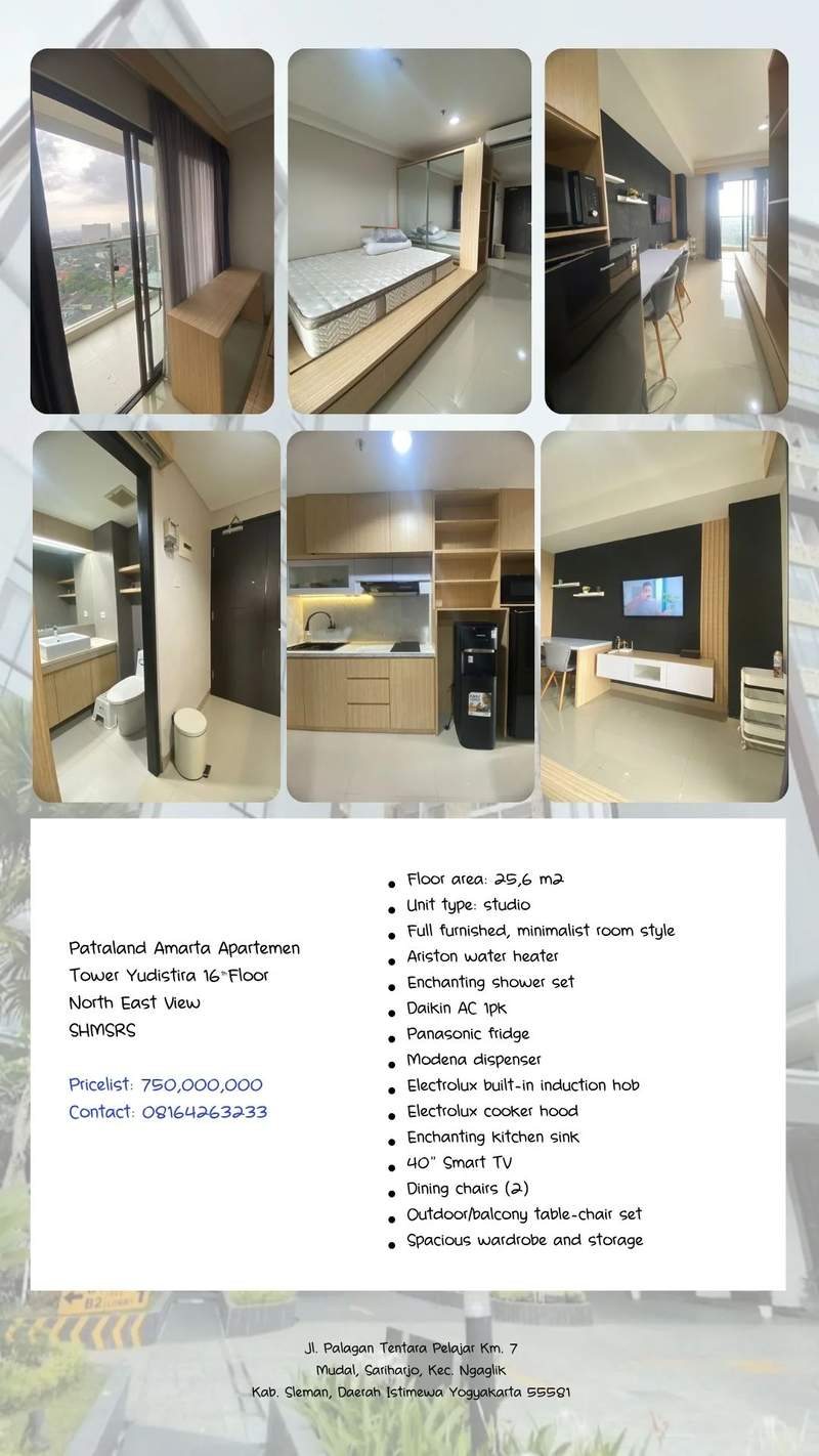 Dijual Patraland Amarta Apartemen atas nama sendiri. SHMSRS 2